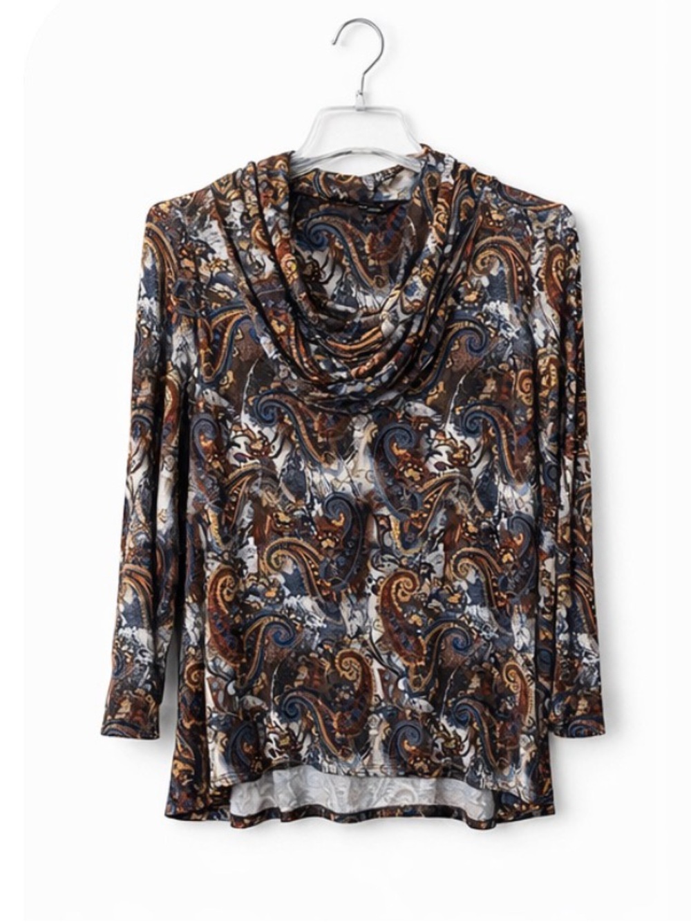intro. Paisley Print Top in Brown, Blue & Gold